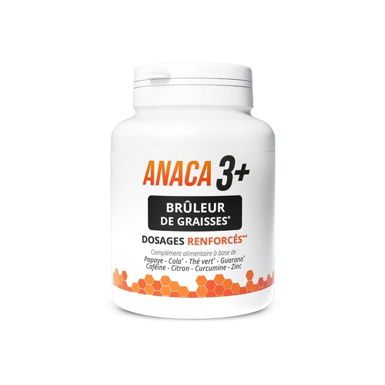 Anaca 3+ - Brûleur De Graisses - Complément Alimentaire - Dosages Renforcés - Accumulation(3) - Plantes, Zinc, Curcumine & Caféine - Programme Minceur 30 Jours - Fabriqué En France - 120 Gélules